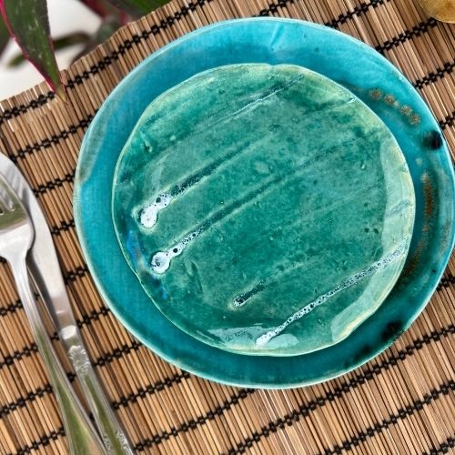 Ceramic flat plate for dessert