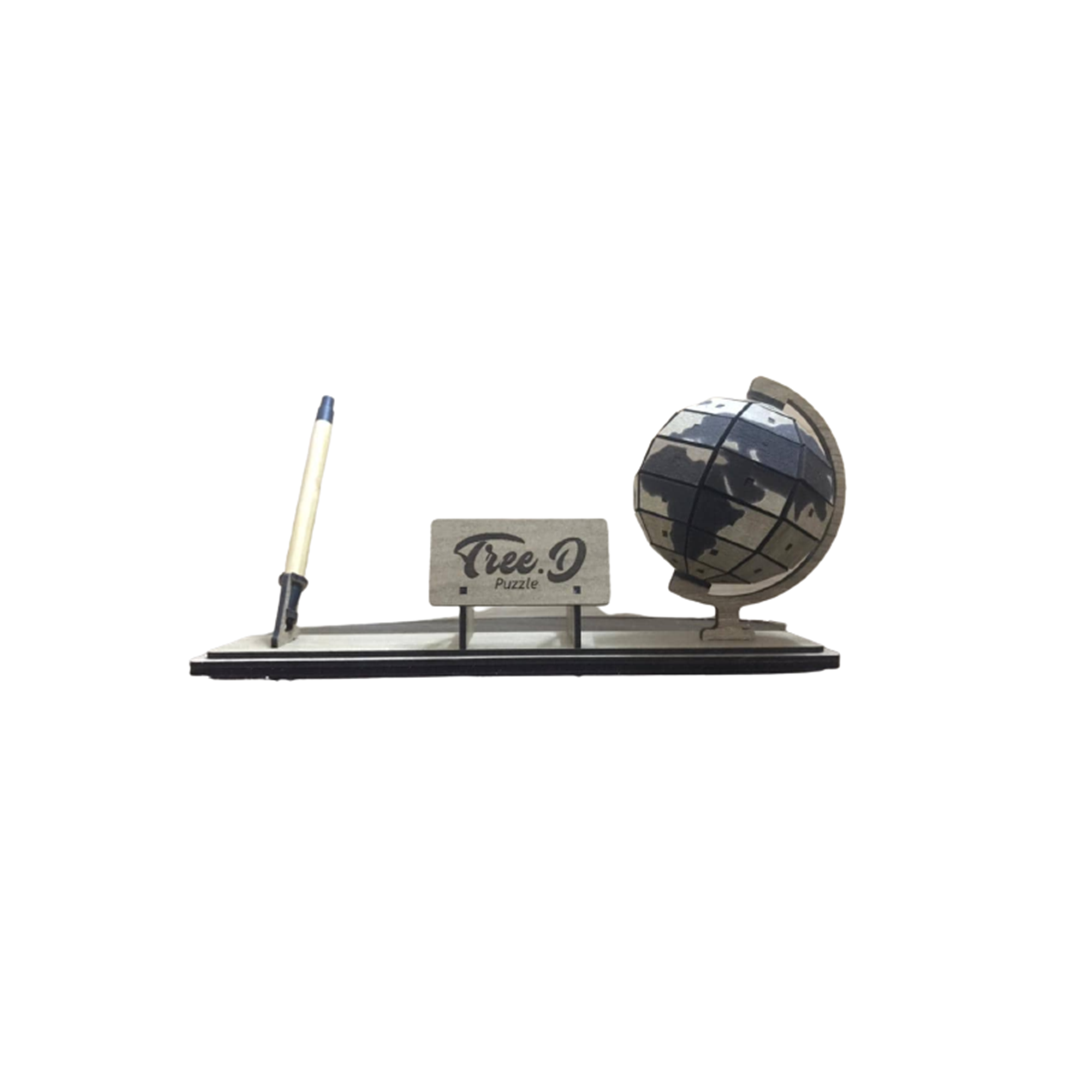 Wooden Globe Desk Pen Holder