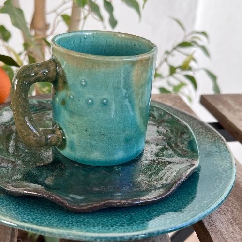 Ceramic flat plate for dessert