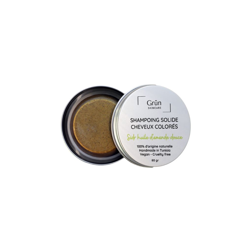 Shampoing solide cheveux Colorés - Poudre de Sidr, Huile d'amande douce - 70 gr - artisanat Tunisien fait main | ILEYCOM