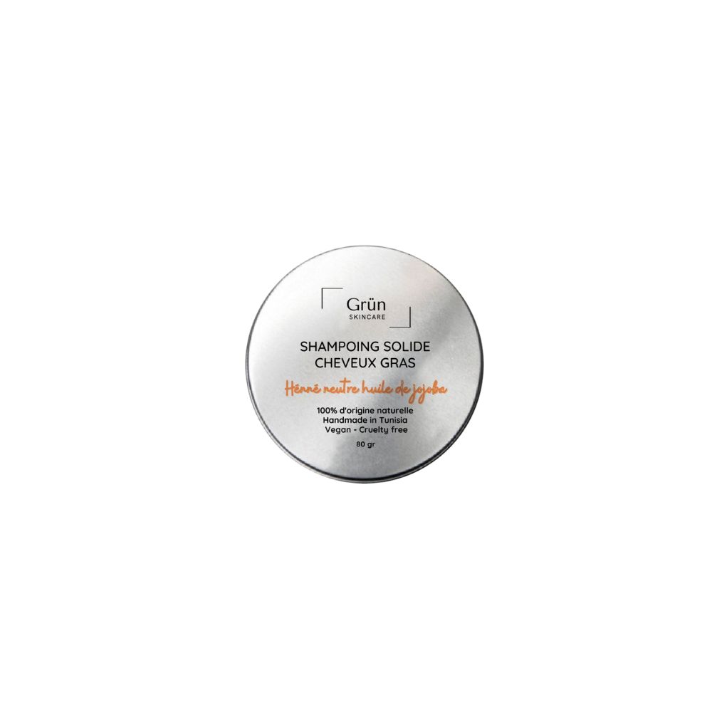 Shampoing solide Cheveux Gras - Poudre de Henné Neutre huile de Jojoba - 70 gr - artisanat Tunisien fait main | ILEYCOM