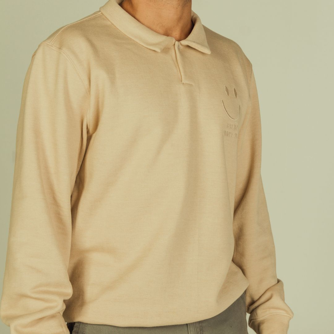 Sweat-Polo loose fit unisexe « Merci Je t'aime » avec détails en wax sur le dos