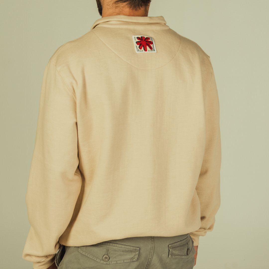 Sweat-Polo loose fit unisexe « Merci Je t'aime » avec détails en wax sur le dos