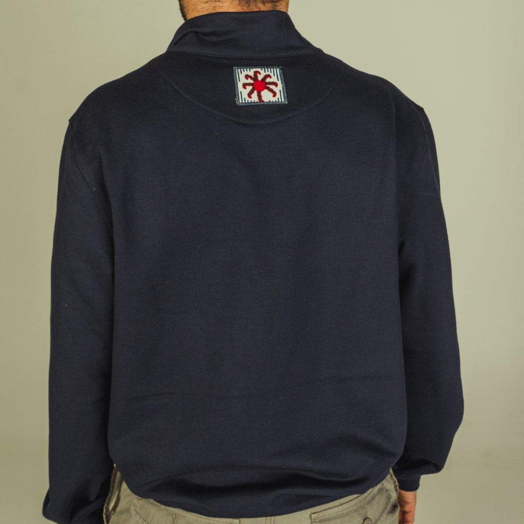 Sweat-Polo loose fit unisexe « Merci Je t'aime » avec détails en wax sur le dos