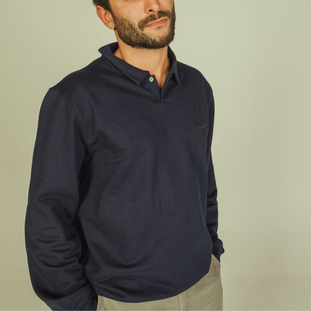 Sweat-Polo loose fit unisexe « Merci Je t'aime » avec détails en wax sur le dos