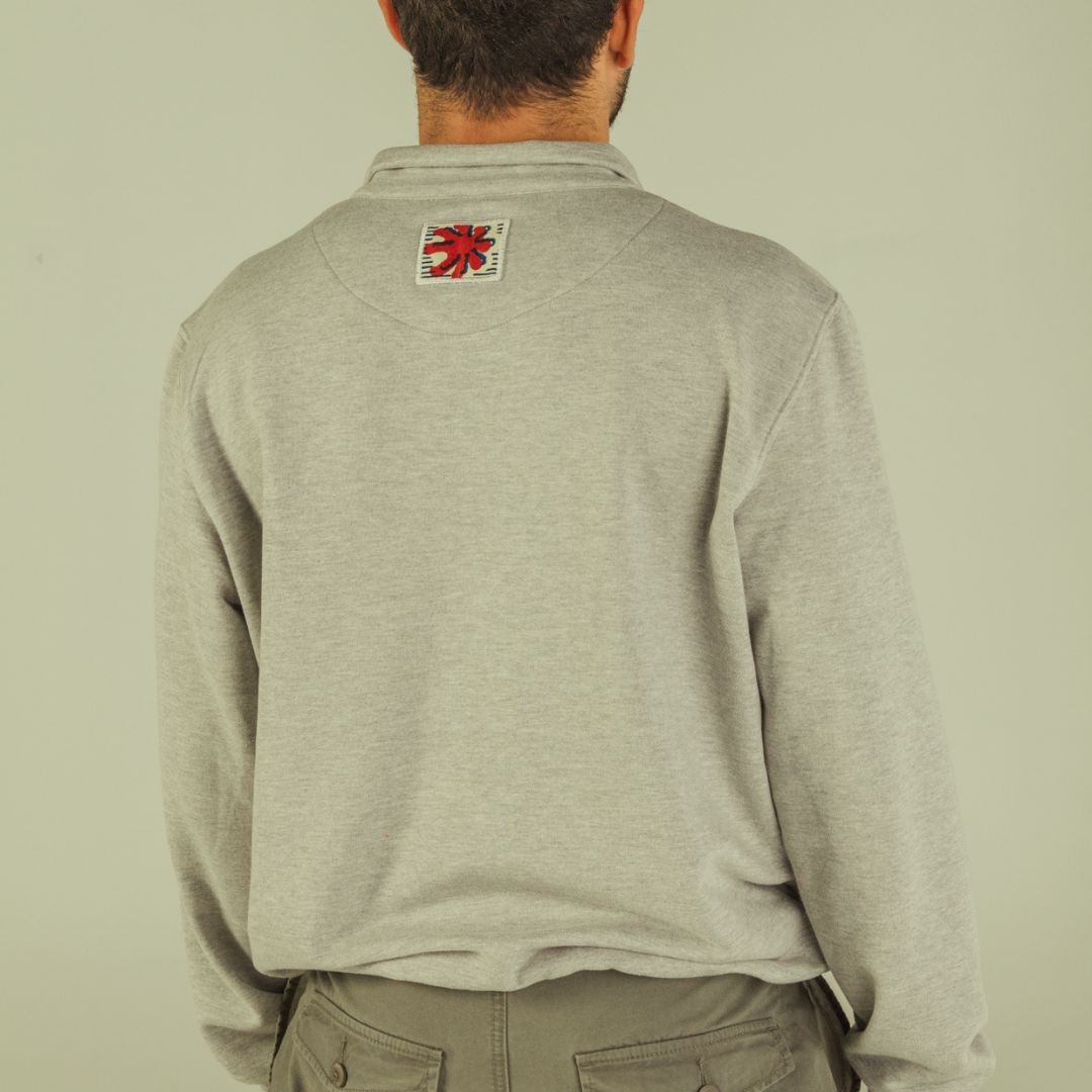 Sweat-Polo loose fit unisexe « Merci Je t'aime » avec détails en wax sur le dos