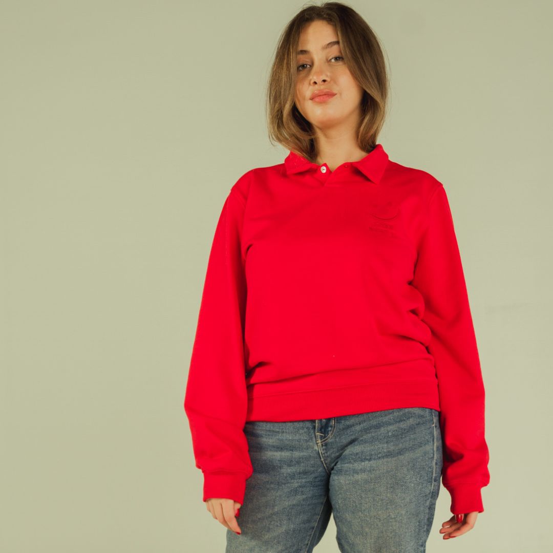 Sweat-Polo loose fit unisexe « Merci Je t'aime » avec détails en wax sur le dos