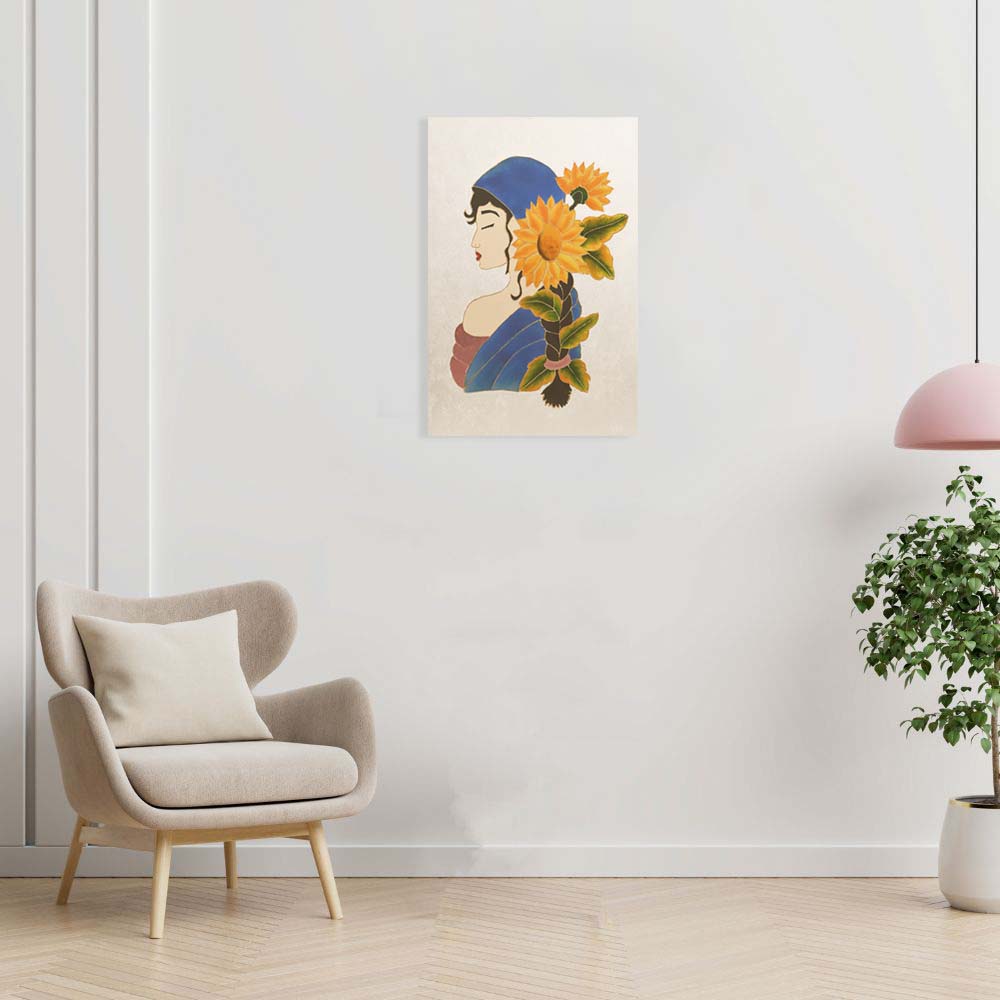 Tableau femme en tournesols - artisanat Tunisien fait main | ILEYCOM