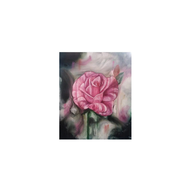 Tableau peinture acrylique sur toile Rose 120 x 100cm - artisanat Tunisien fait main | ILEYCOM