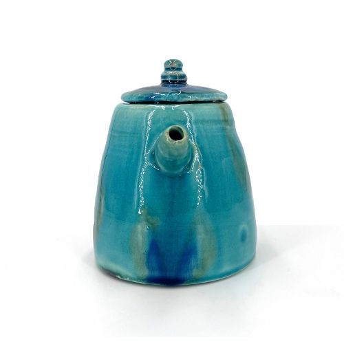 إبريق شاي سيراميك أزرق