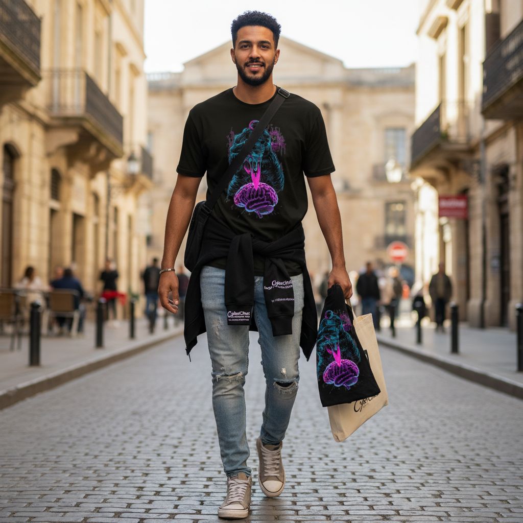 T-shirts Homme - tshirt graphique CyberChoc Exclusive Wear style urbain irrésistible | artisanat tunisien fait main | 