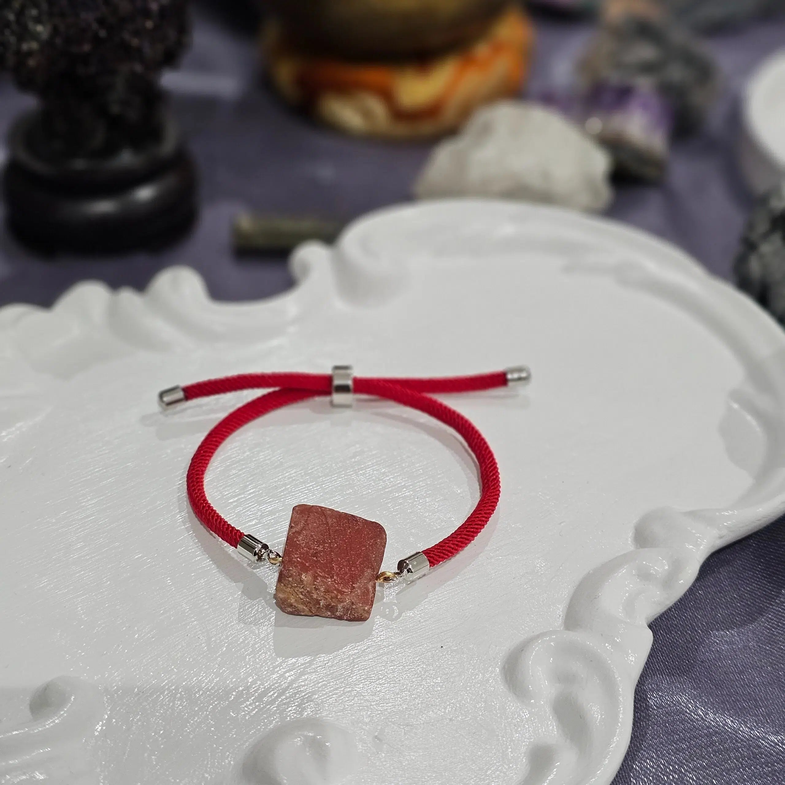 bracelet ajustable en jaspe rouge