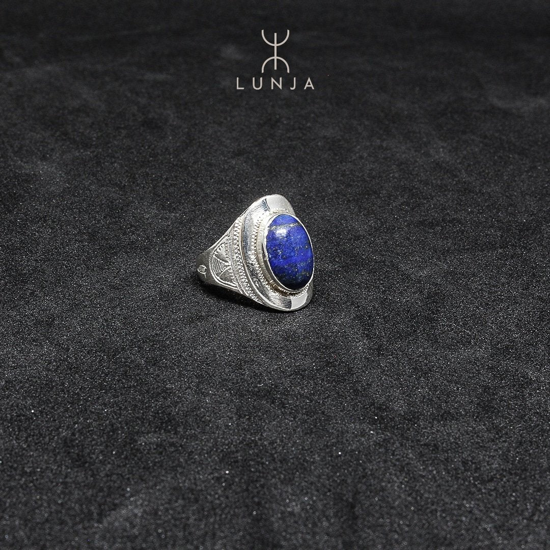 Bague en Lapis-Lazuli Naturel et Argent Massif 990 (Taille 55)