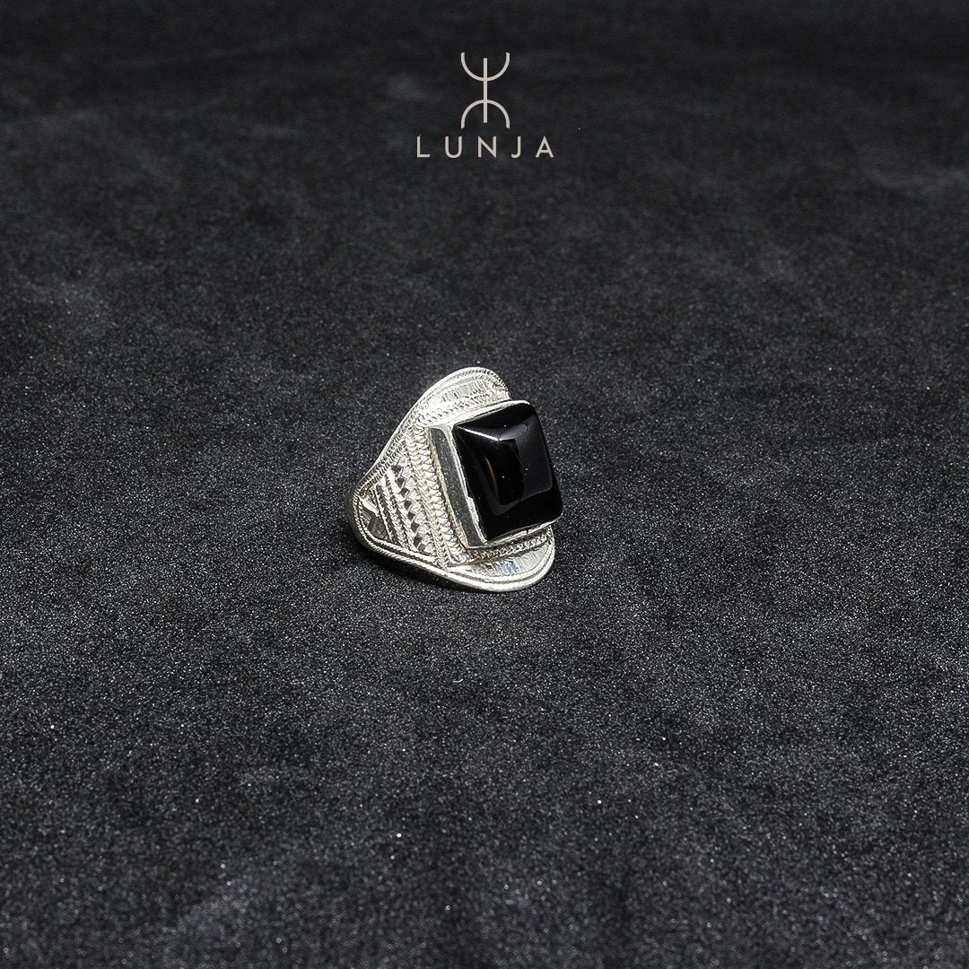 Bague agadez en Onyx noire naturelle