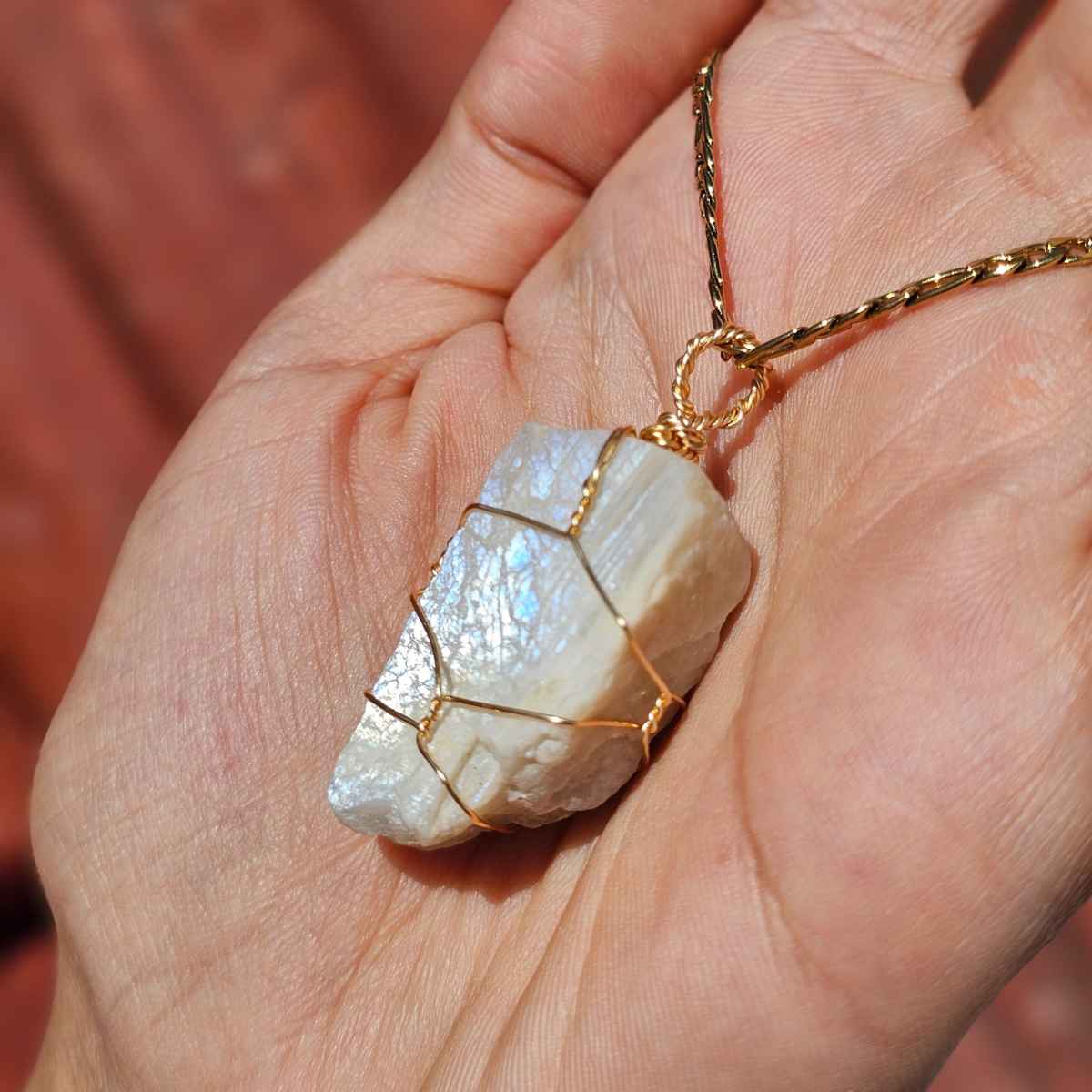 collier Pierre de Lune en acier inoxydable éclat bleu exclusif