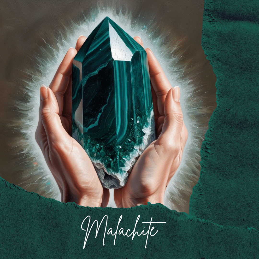 Pendentif en malachite naturelle entouré d’acier inoxydable (33 g)