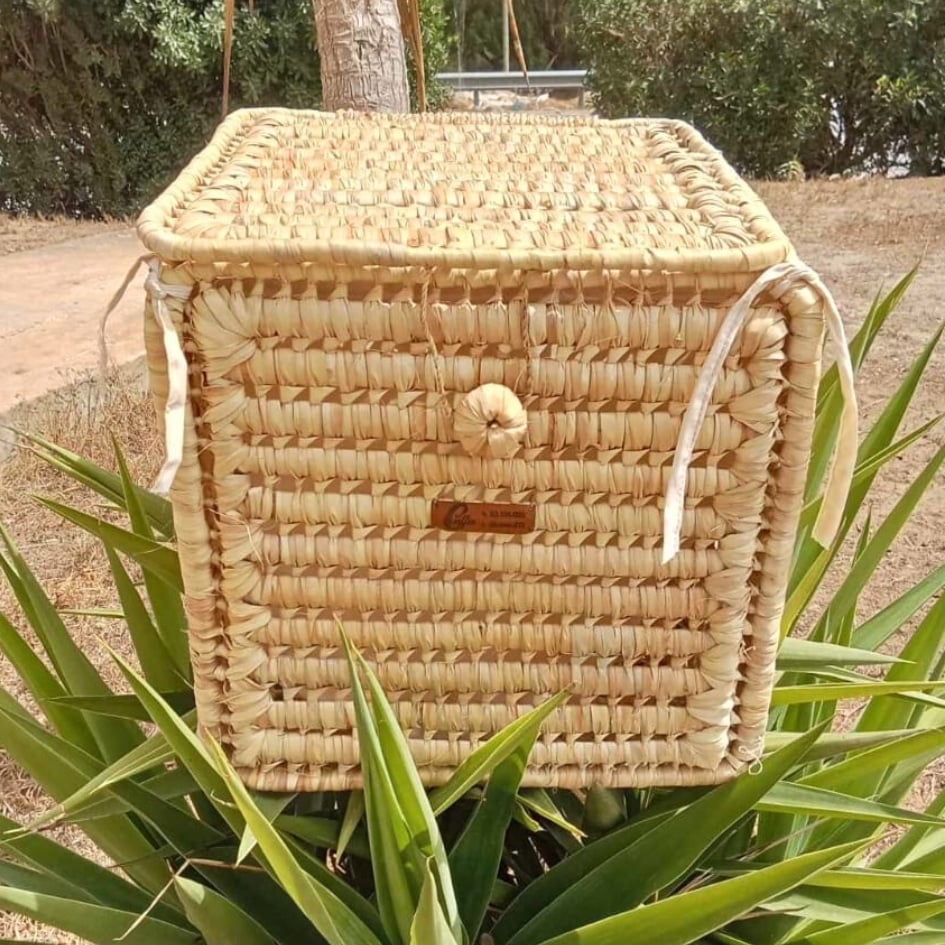 Boîte de Rangement en Fibres Naturelles Fait Main