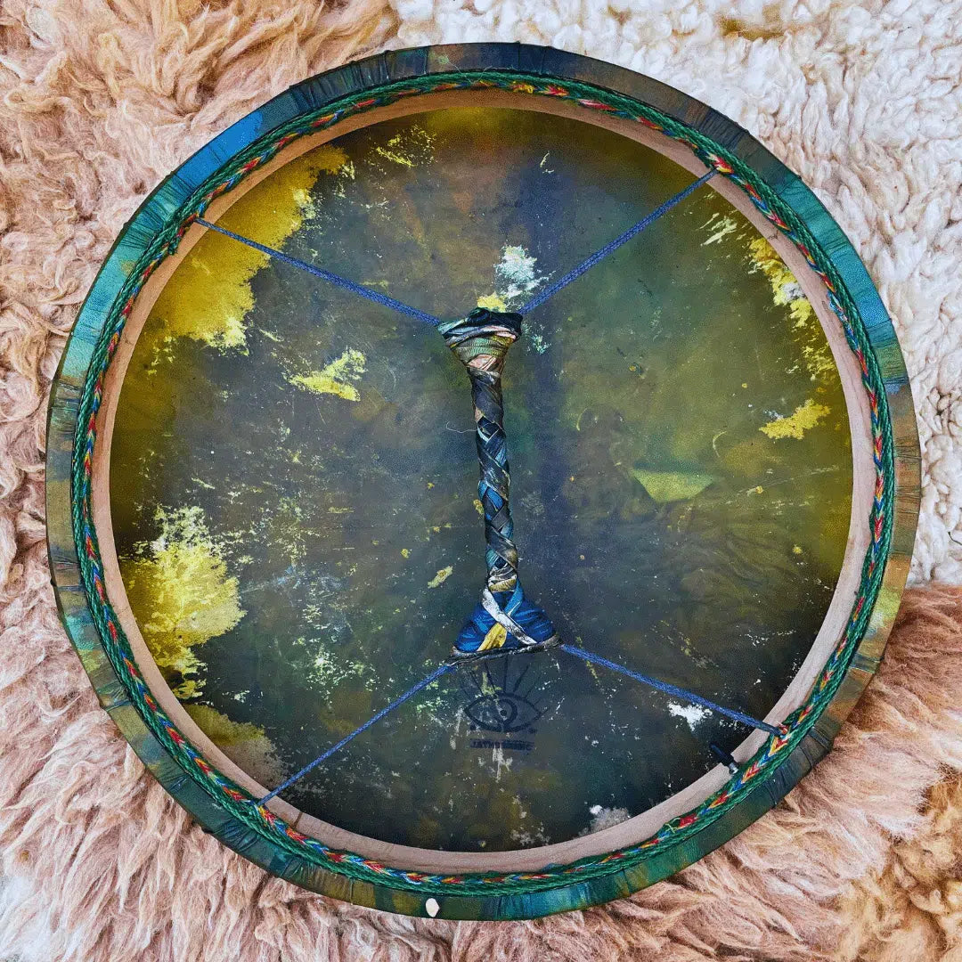 Tambour Chamanique verveine Accordable 47 cm : Instrument Artisanat en Peau de Chèvre avec Cadre en Bois - Son Authentique et Vibrations Profondes