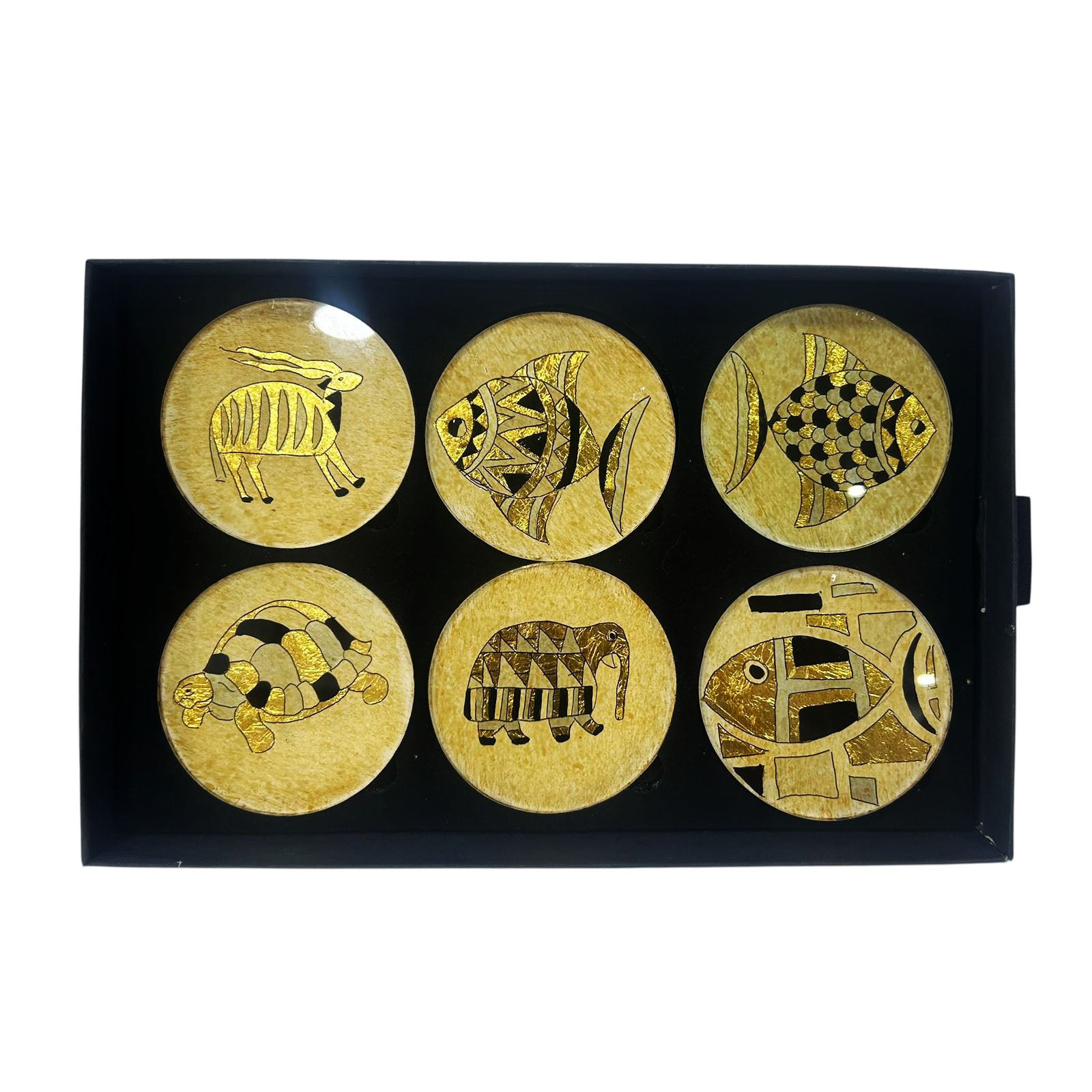 Coffret Précieux - 6 Dessous de verre à la feuille d'or