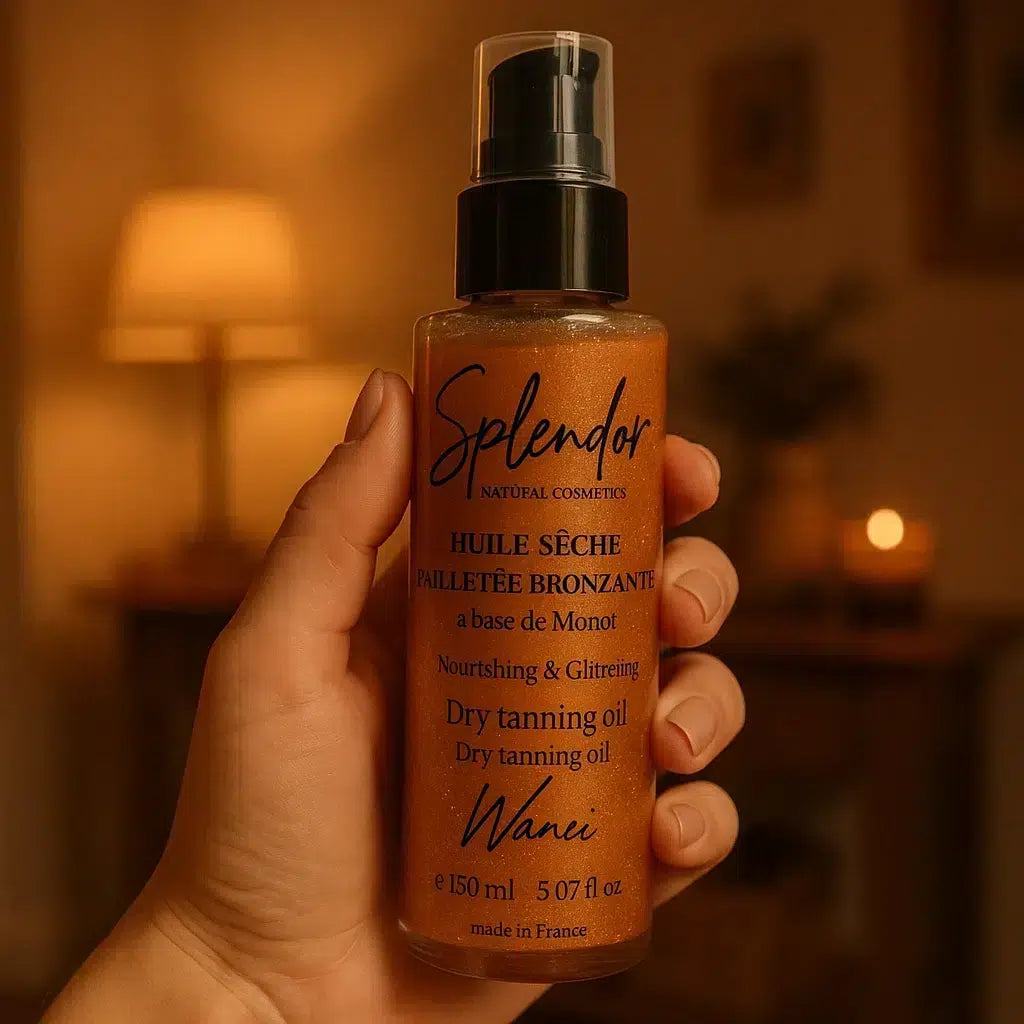 Huile sèche paillété bronzonte à base du Monoï