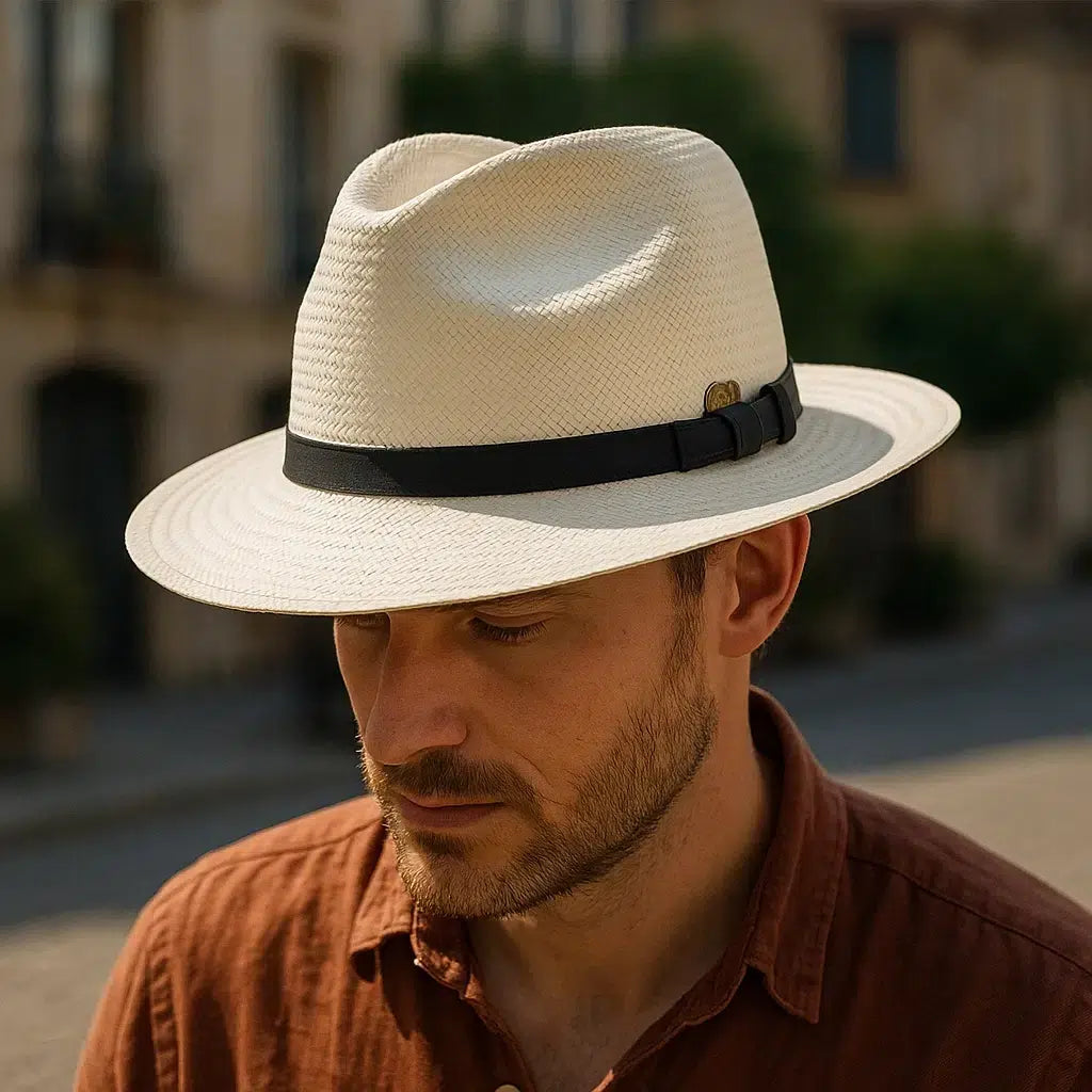 Chapeau Panama Borsalino Cuir