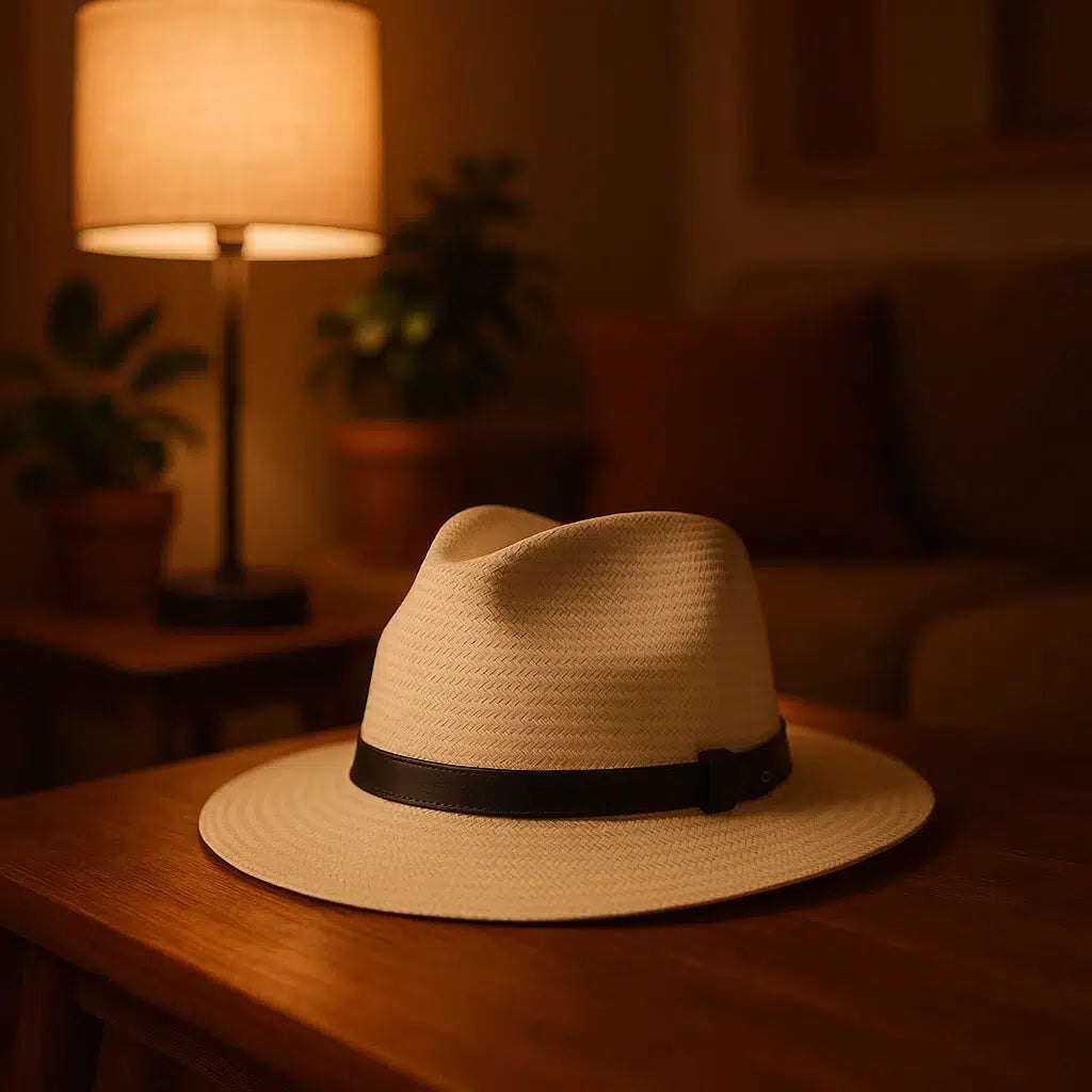 Chapeau Panama Borsalino Cuir