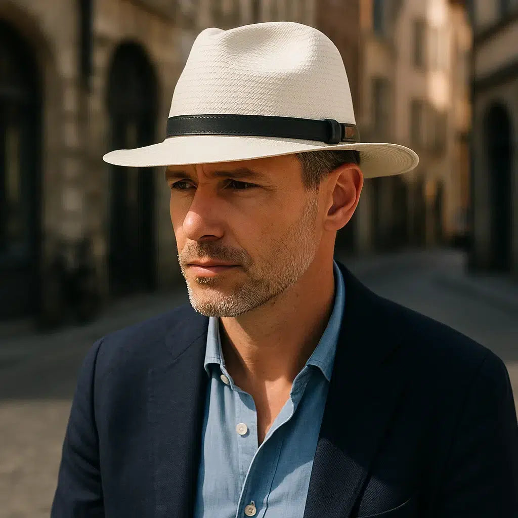 Chapeau Panama Borsalino Cuir