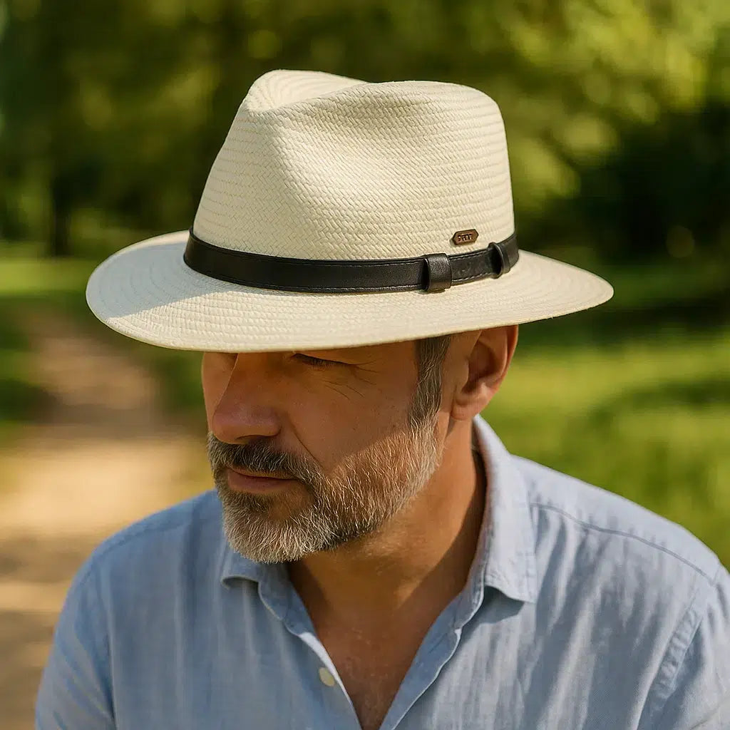 Chapeau Panama Fedora Cuir