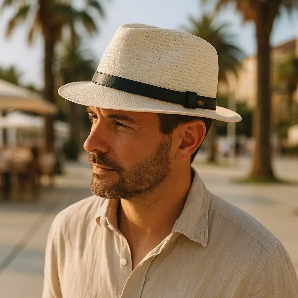 Chapeau Panama Havana Cuir