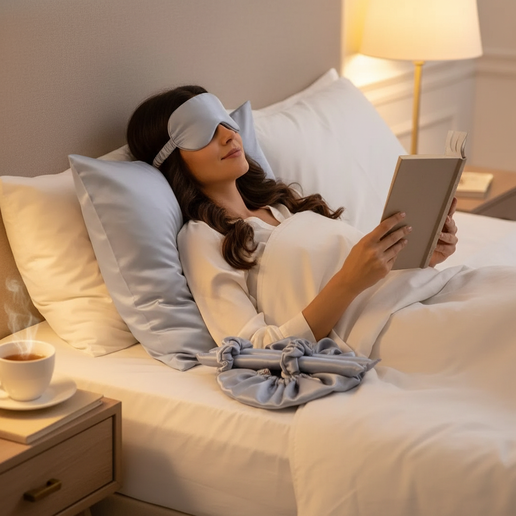 Ensemble de Nuit Satin Luxe - Éclat et Confort Bleu Ice