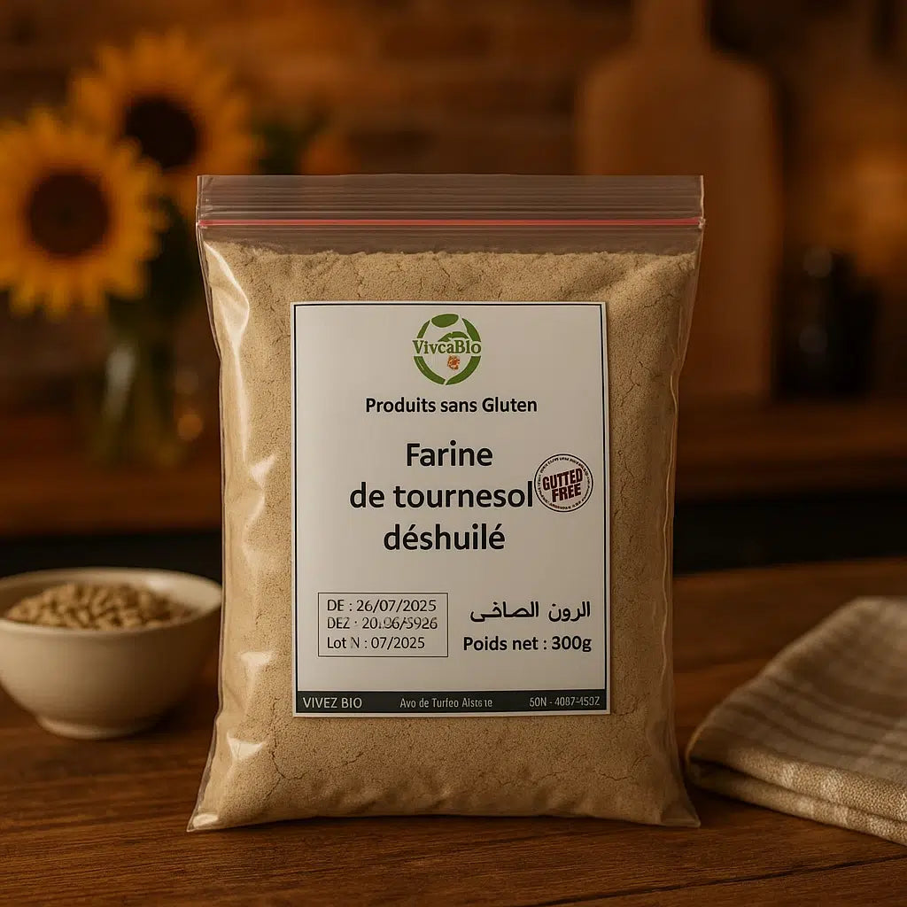 farine tournesol déshuilé riche en vitamine E sans gluten