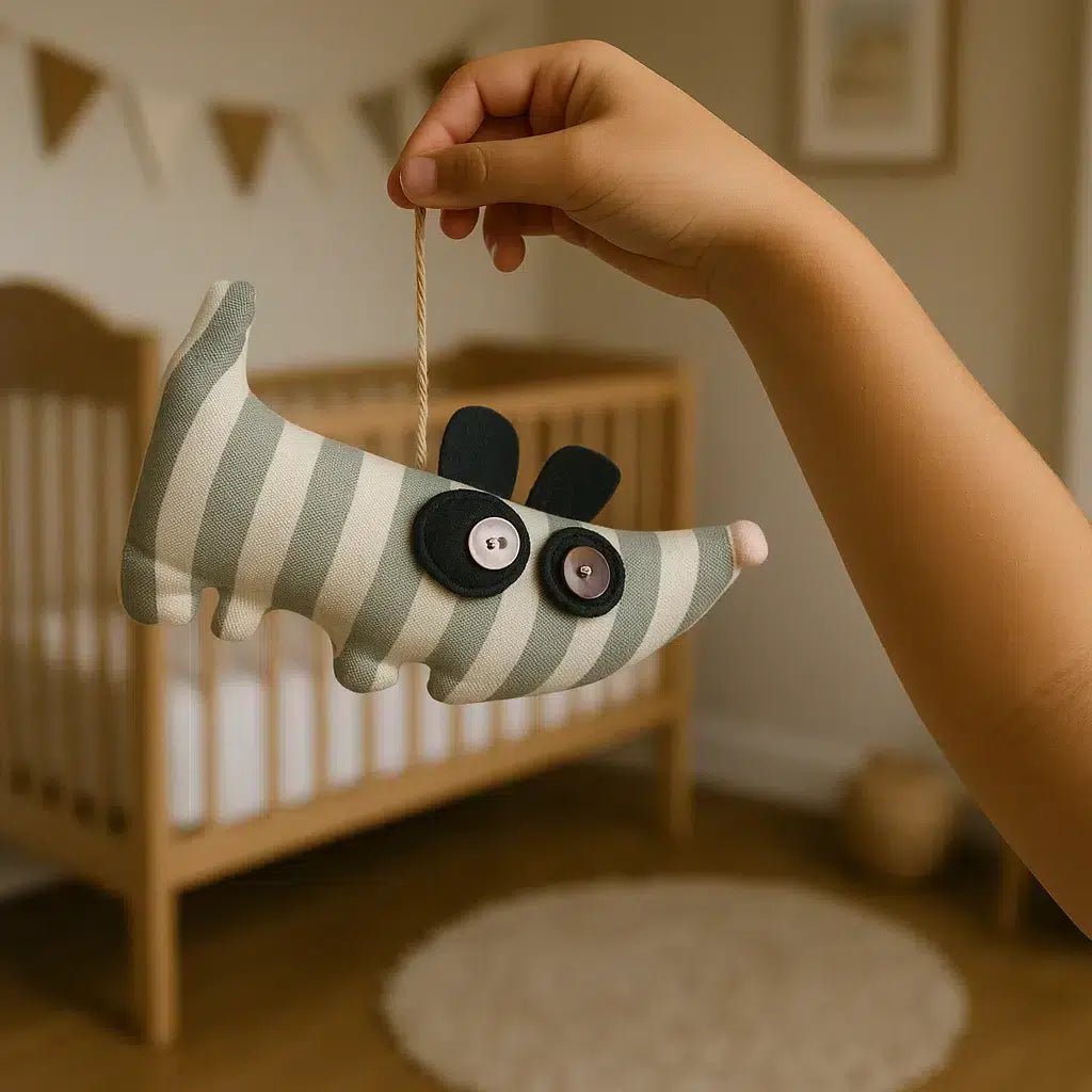 Doudou artisanal unique en tissu rayé pour cadeau irrésistible