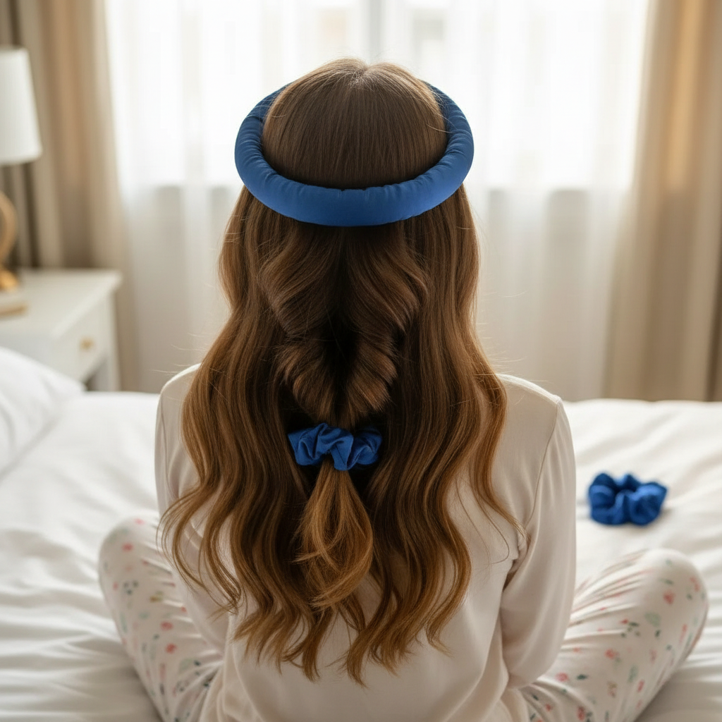 Bandeau Satin Boudin Bleu & Chouchous - Élégance Luxe