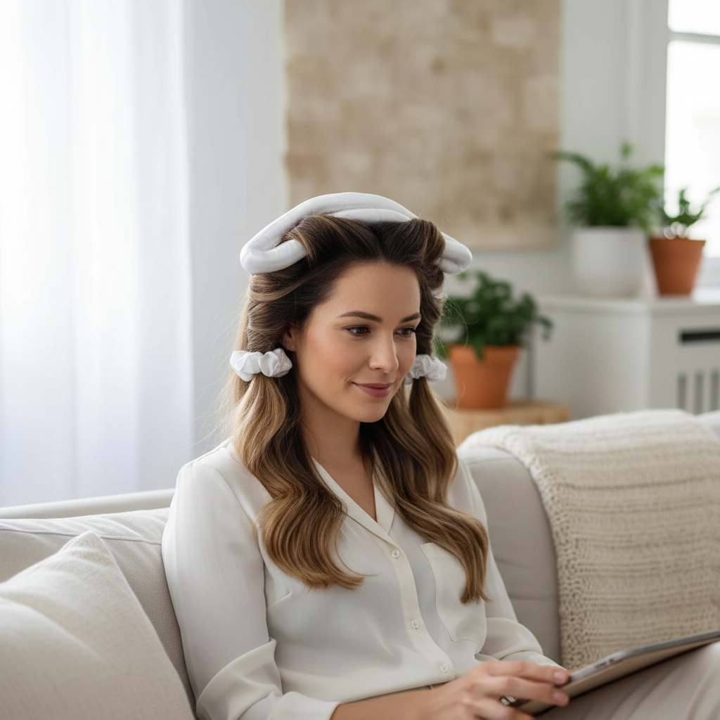 Ensemble Luxe Satin - Bandeau et Chouchous Anti-Casse Blanc