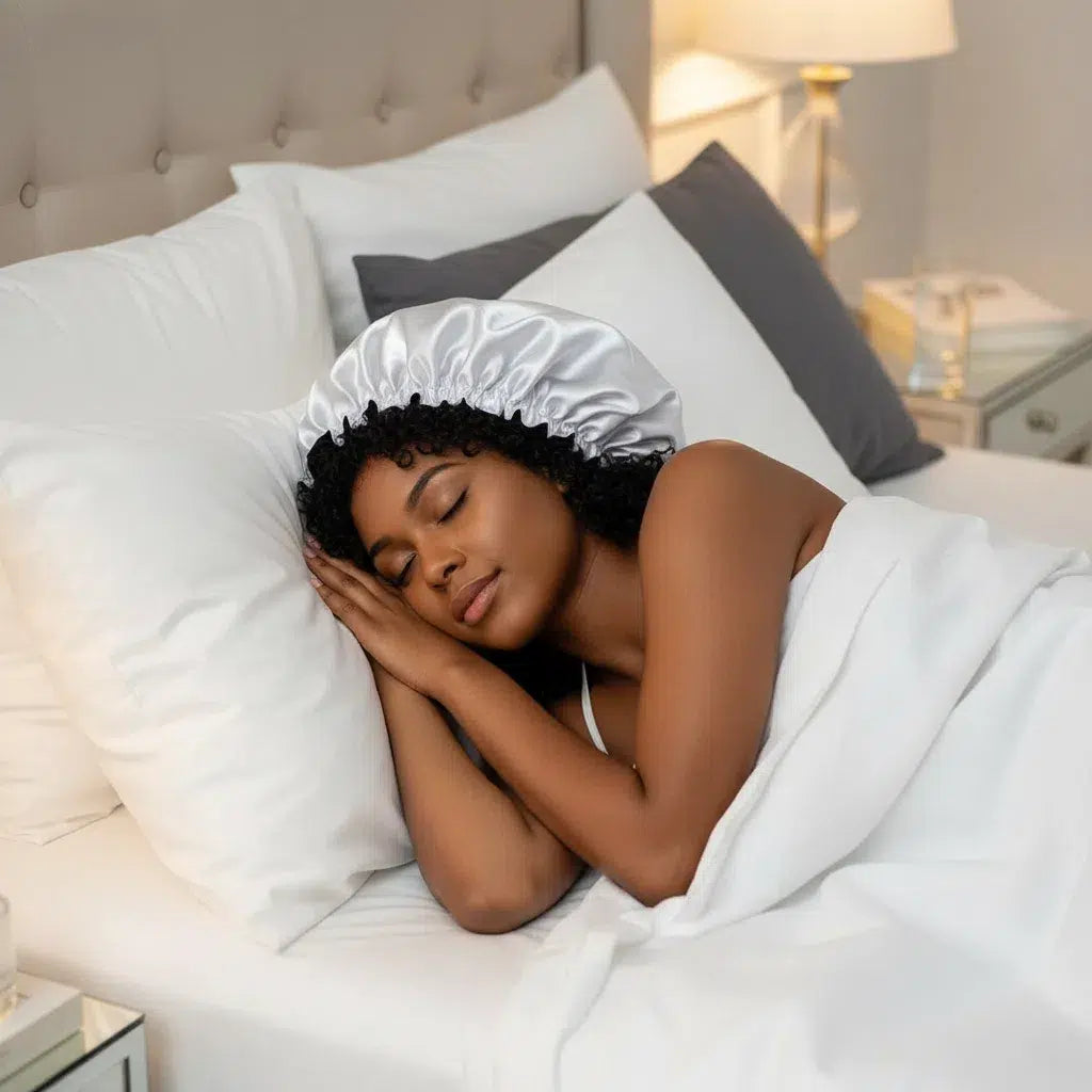 Bonnet Satin Luxe Noir/Blanc - Protection Style & Confort