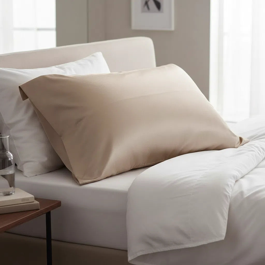 Taie D'oreiller Satin Luxe Beige 65x50 cm - Élégance et Soin