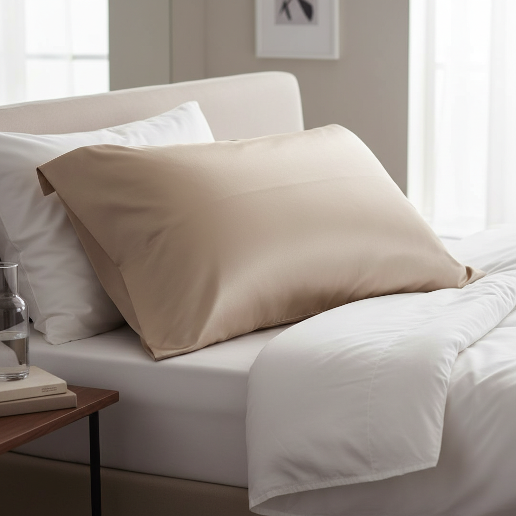 Taie D'oreiller Satin Luxe Beige 65x50 cm - Élégance et Soin