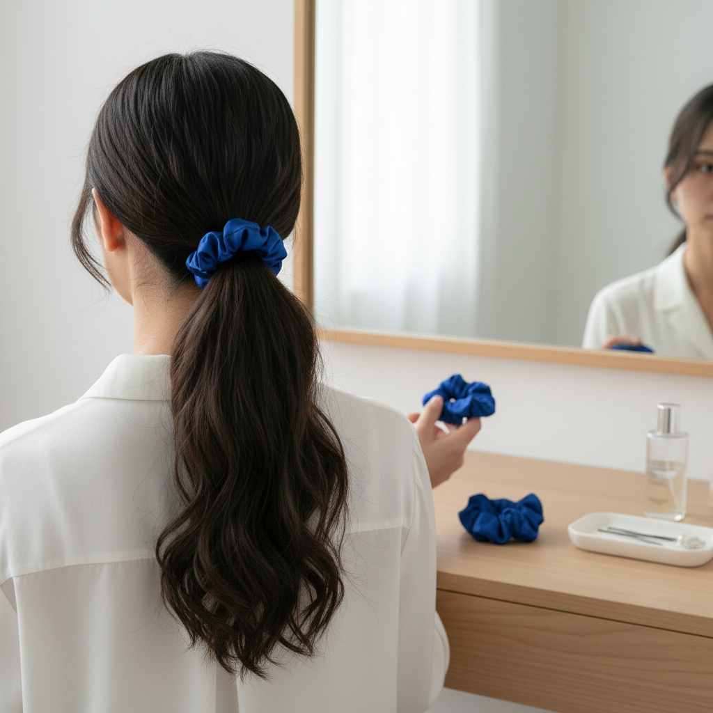 Chouchous Satin Bleu Élégant Anti-Frisottis - Duo Luxe