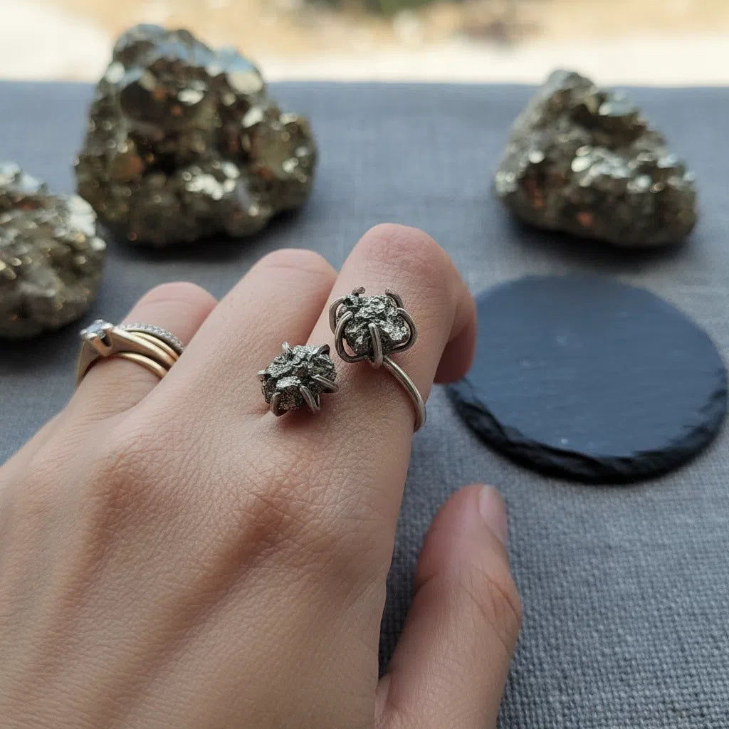 Bague Ajustable Argent 925 double Pyrites - Charme Mystique