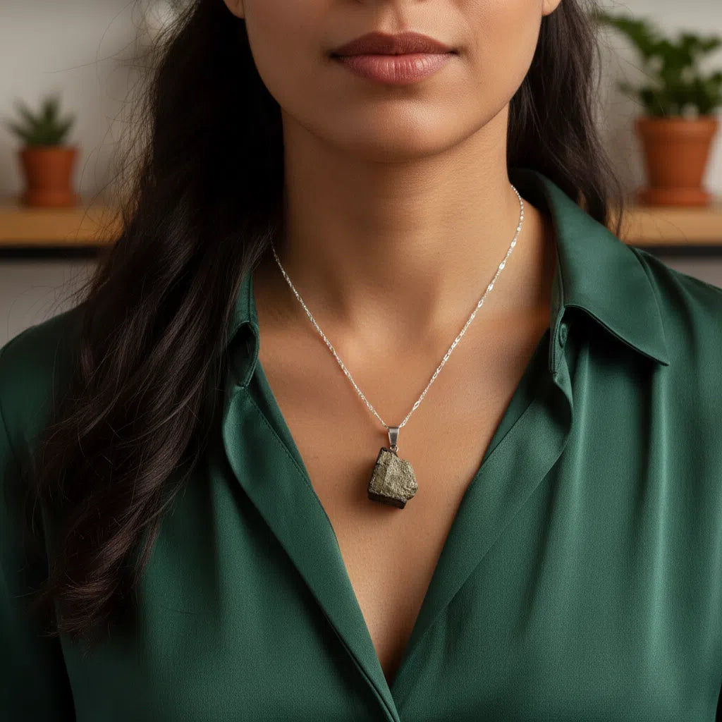 Collier Artisanal en Argent 925 et Pyrite - Élégance Unique