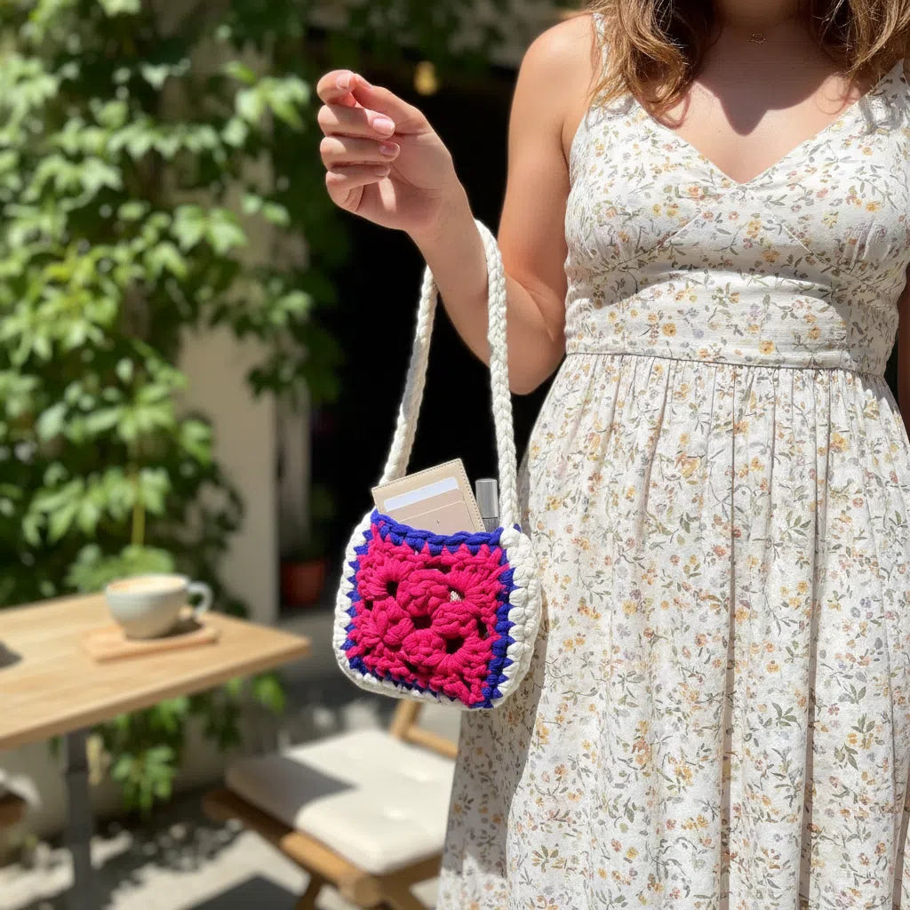 Sac en Crochet Artisanal Rosé - Élégance et Praticité Boho
