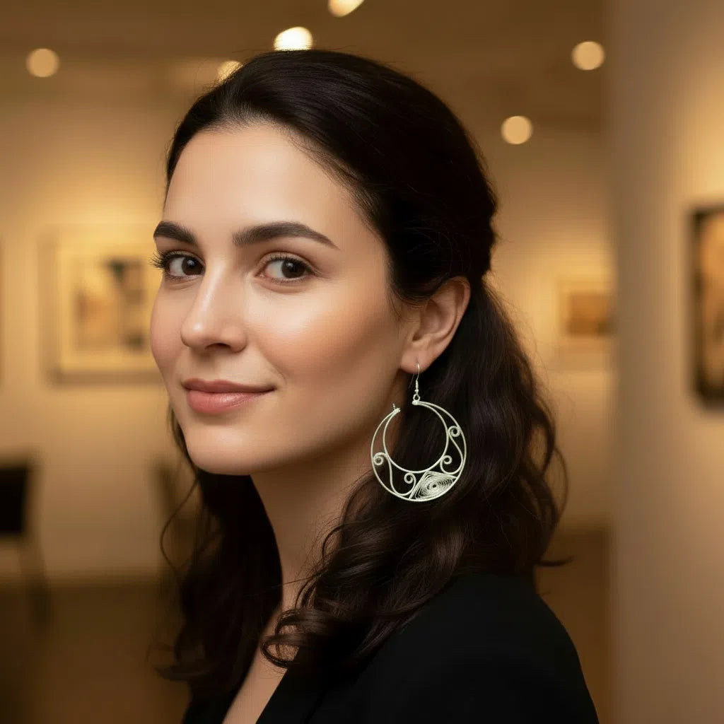 Boucles d'oreilles Lune Argent Filigrane