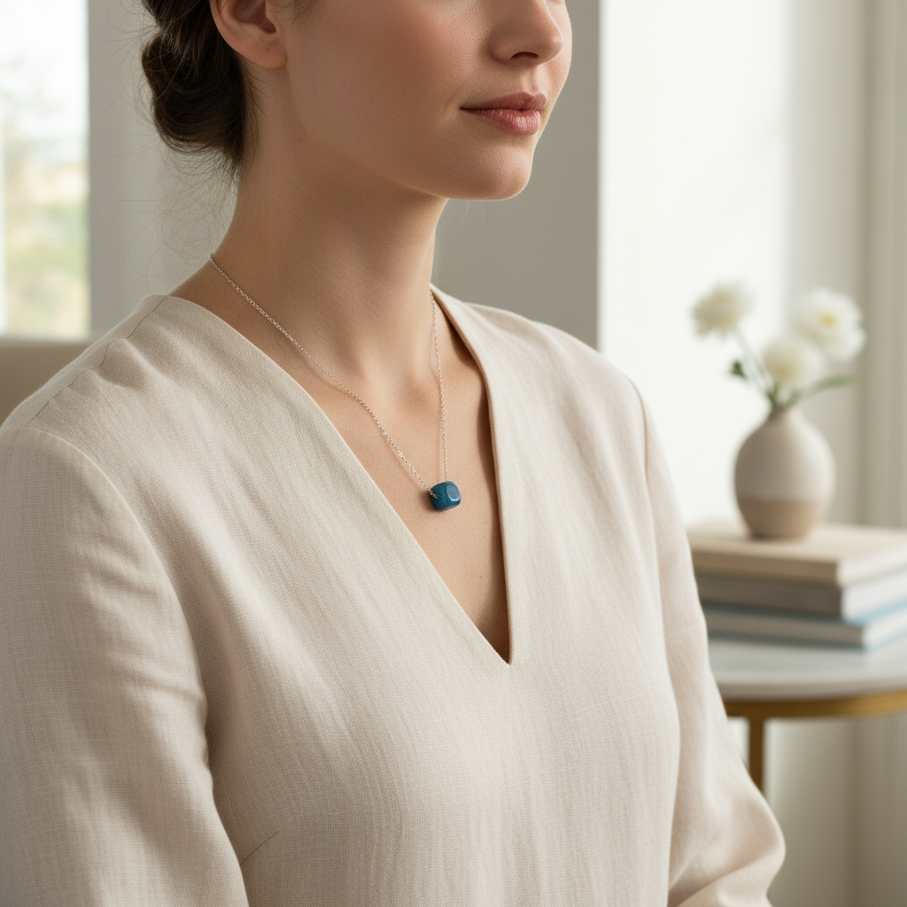 Collier en Argent 925 et Apatite Bleue - Élégance Océanique