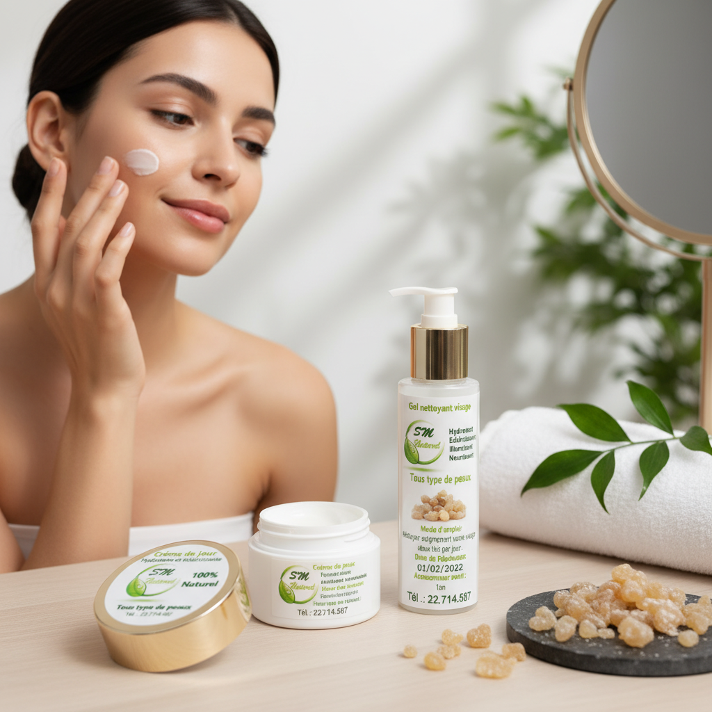 Crème &amp; Gel Visage Oliban Naturel - Hydratation Éclatante