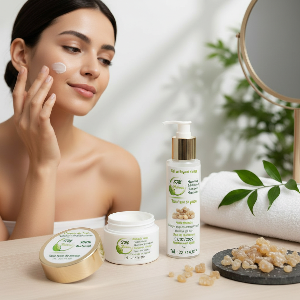 Crème &amp; Gel Visage Oliban Naturel - Hydratation Éclatante