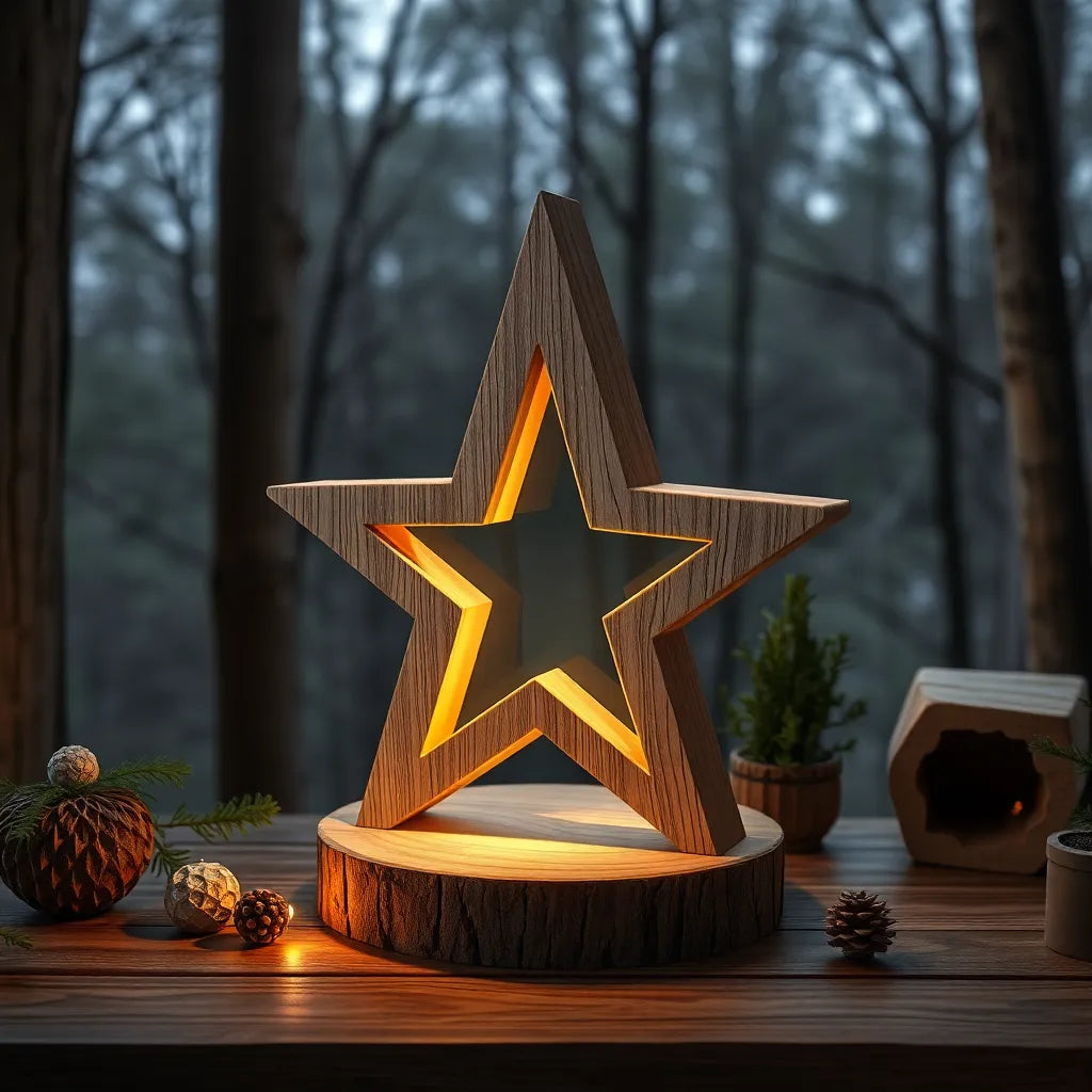 Bougeoir Étoile en Bois d'Olivier - Élégance Naturelle Durable