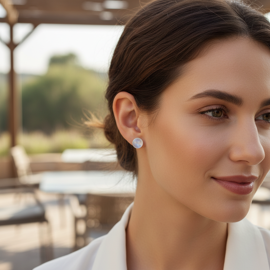 Clous d'oreilles Pierre de Lune Argent 925 - Élégance Envoûtante
