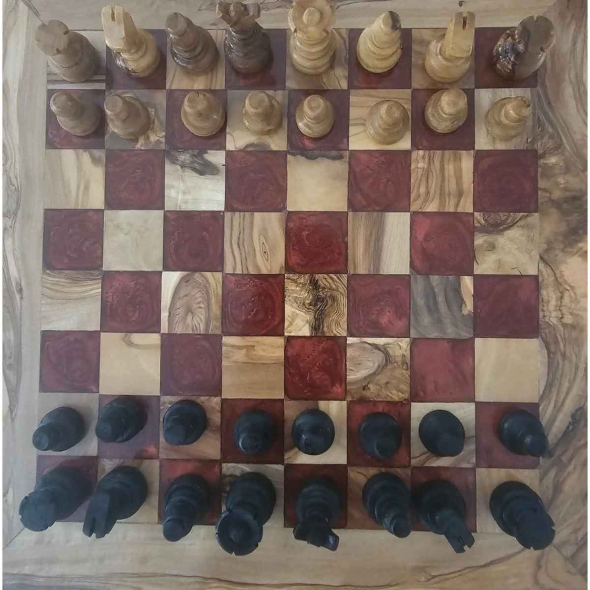 Jeu d'échecs premium rouge avec pions