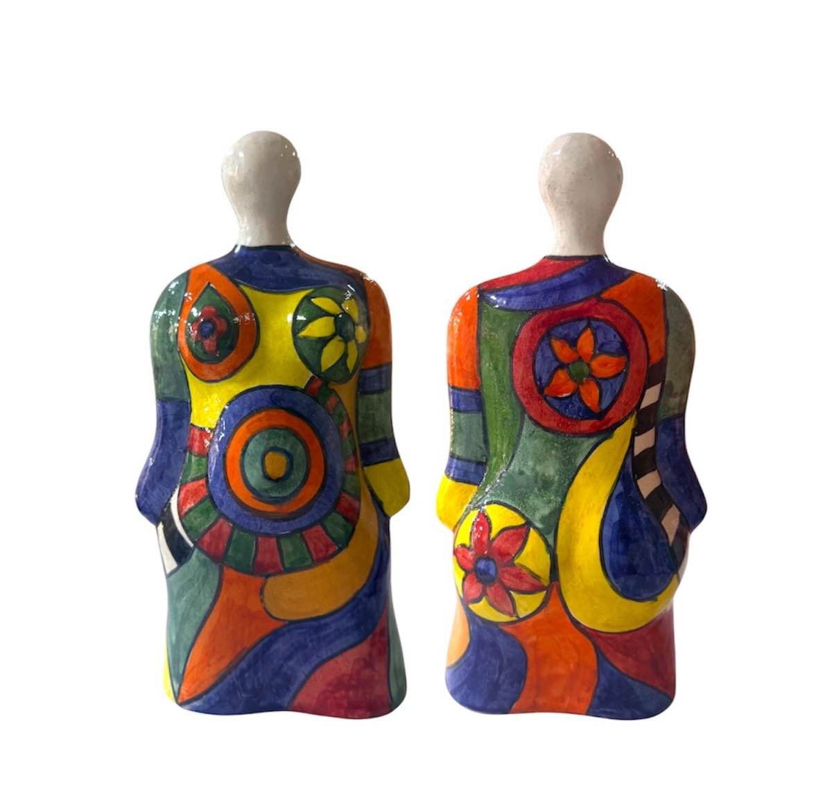 Sculpture féminine artistique - Pièce unique en céramique émaillée H 30 cm