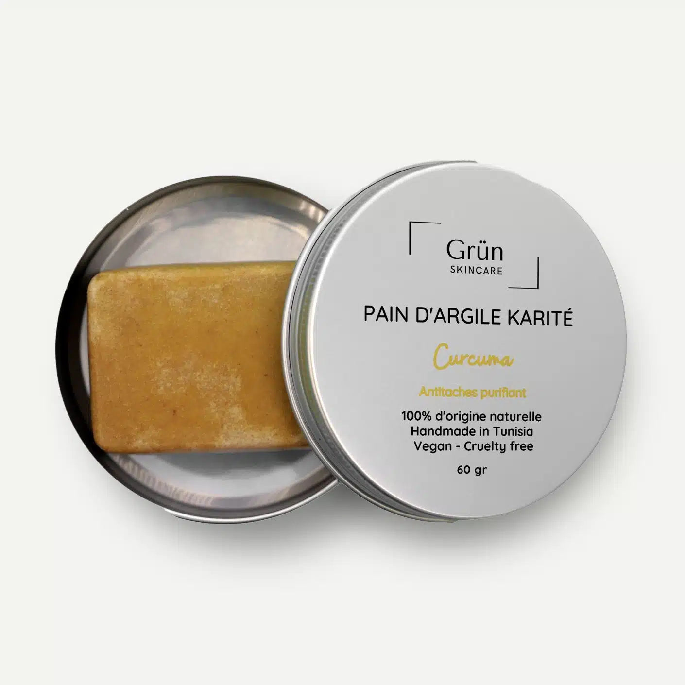 Pain d'argile Karité, Curcuma - Antitaches Purifiant - 60 g